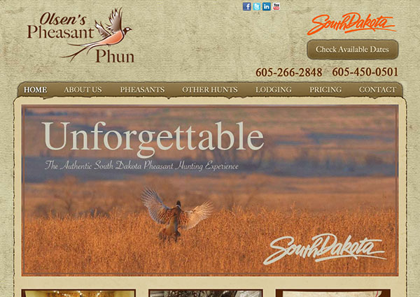 Hunting Web Design - Great Design Layouts South Dakota Ranch - Hunting Web Design