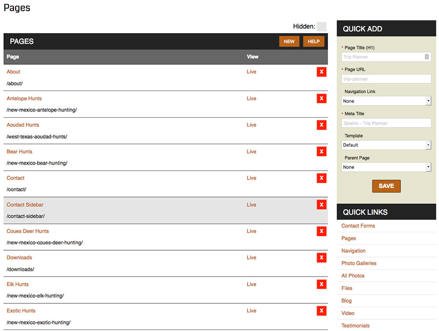 Hunting Page Software Custom Page Software