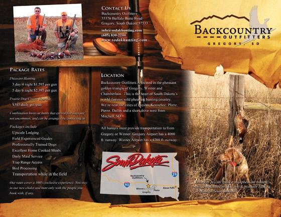Pheasant Hunting Hunting Brochure Example Front
