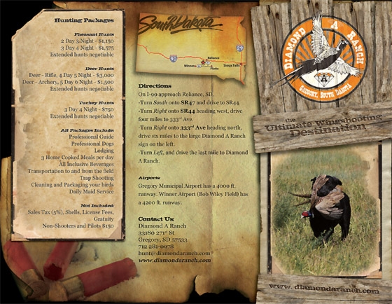 Diamond A Ranch Brochure Hunting Brochure Tri-Fold Example Front