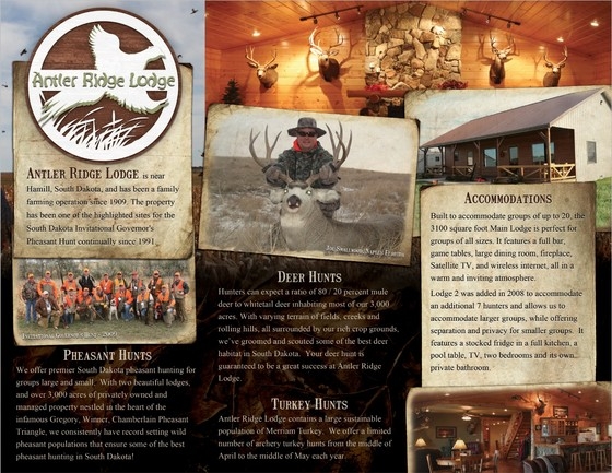 Tri-Fold Deer Hunting Brochures Hunting Lodge Brochure Tri-Fold Example Front