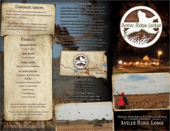 South Dakota Hunting Lodge Brochure - Outside Hunting Lodge Brochure Tri-Fold Example Back