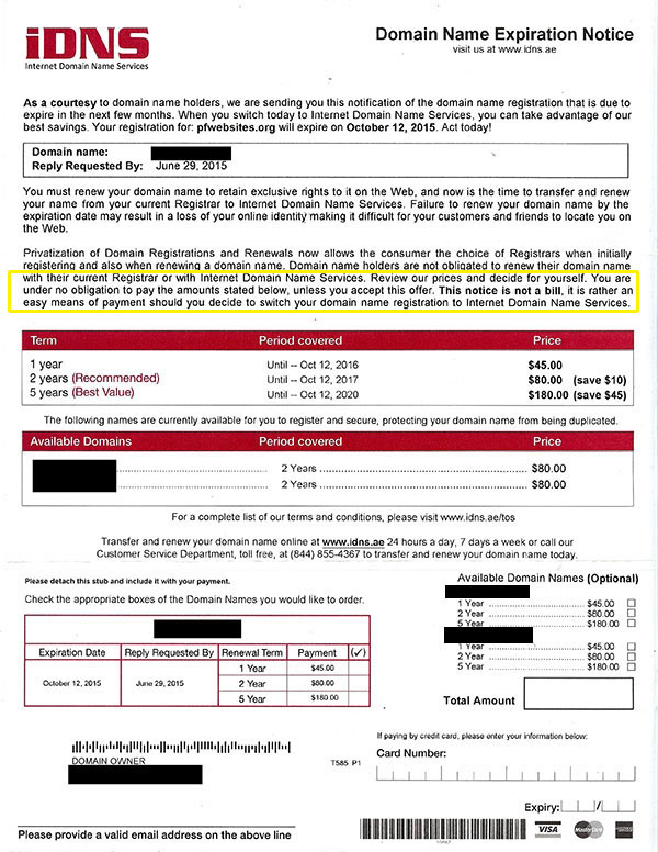 iDNS Domain Scam