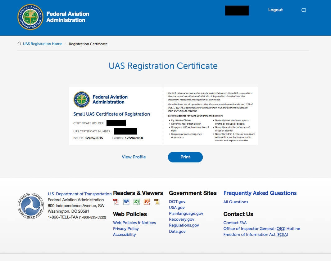 Online Drone Registration