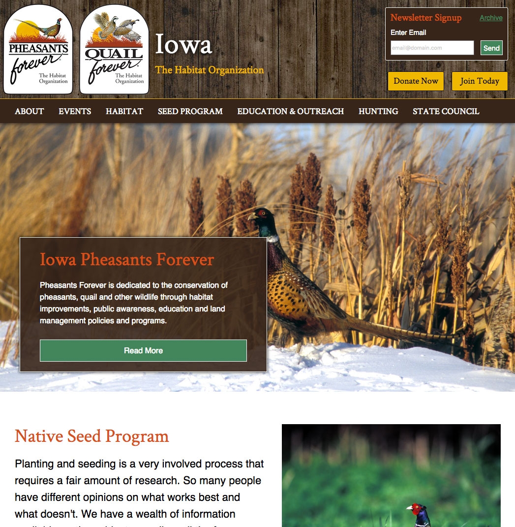 Pheasants Forever Chapter Websites from 3plains We are the official provider of PF Websites