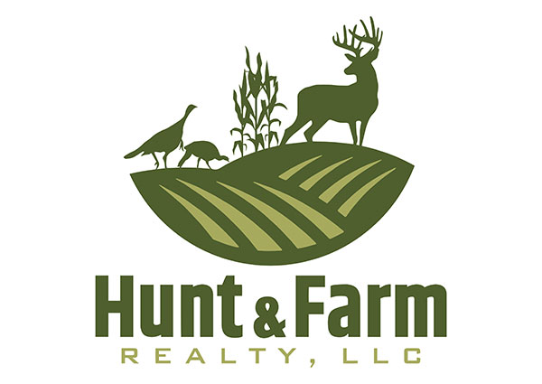 Wild animals on the hill, corn, grass, green logo